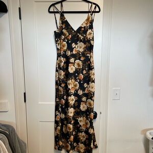 Blu Pepper Floral Satin Midi Dress